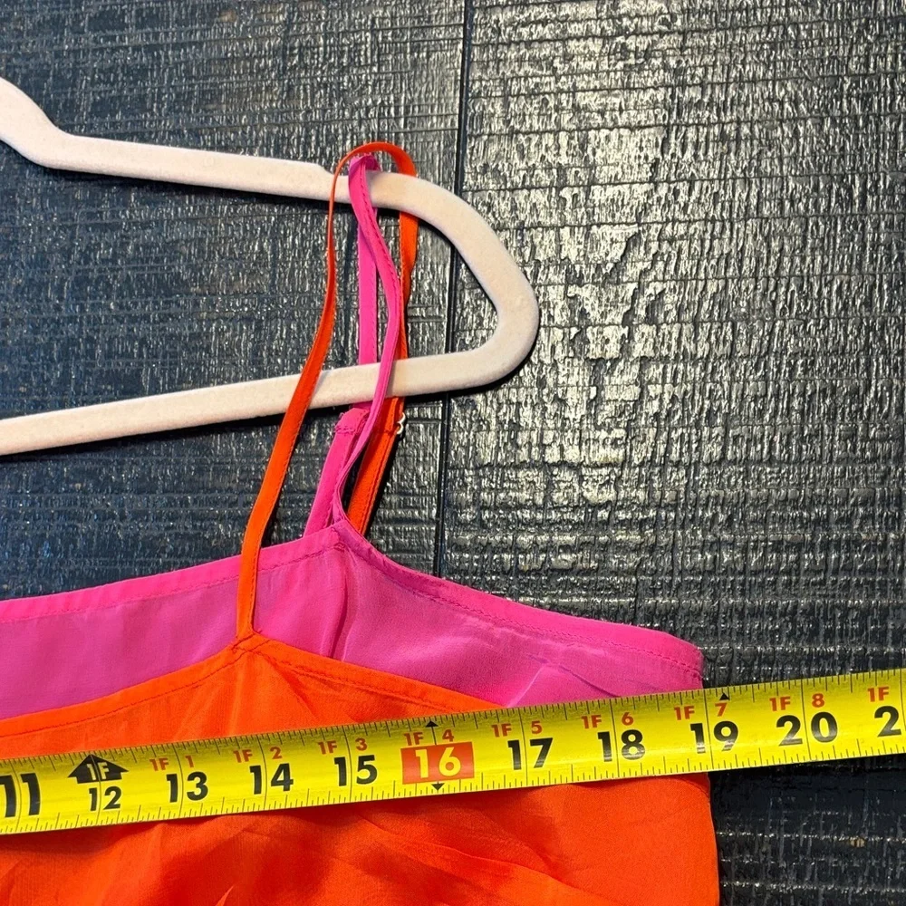 J. Crew Collection Bright Pink Orange Layered dresses w/ spaghetti straps Sz 14